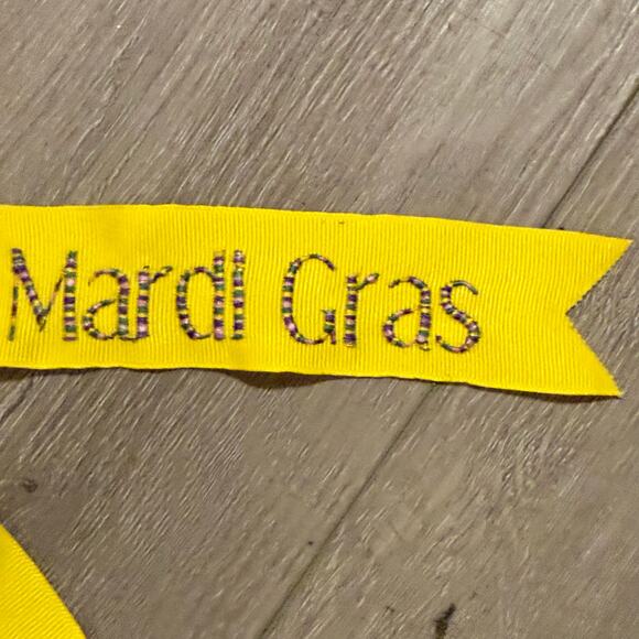 Yellow Mardi Gras Hair Bow Snap Clip Large Ribbon Barrette Party Accessory - Picture 6 of 9